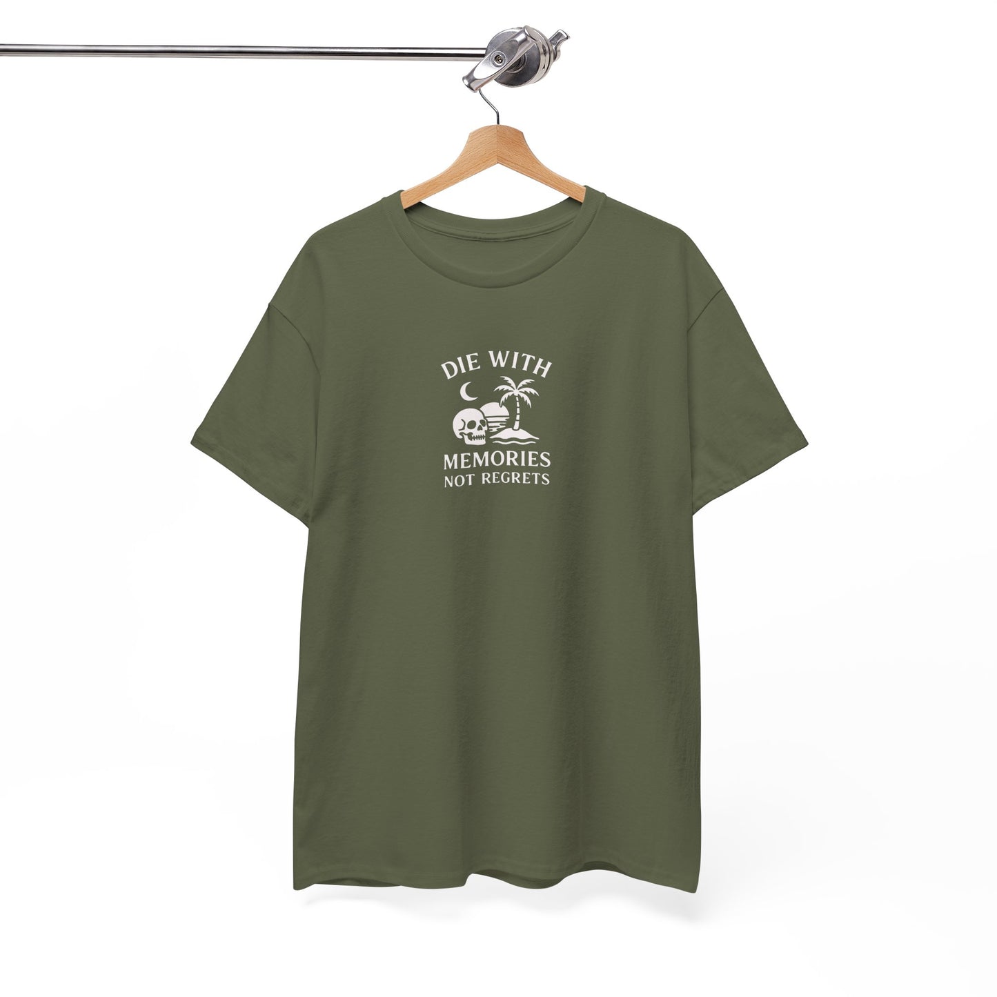 DIE WITH MEMORIES, NOT REGRETS – Adventure-Inspired Unisex Heavy Cotton Tee
