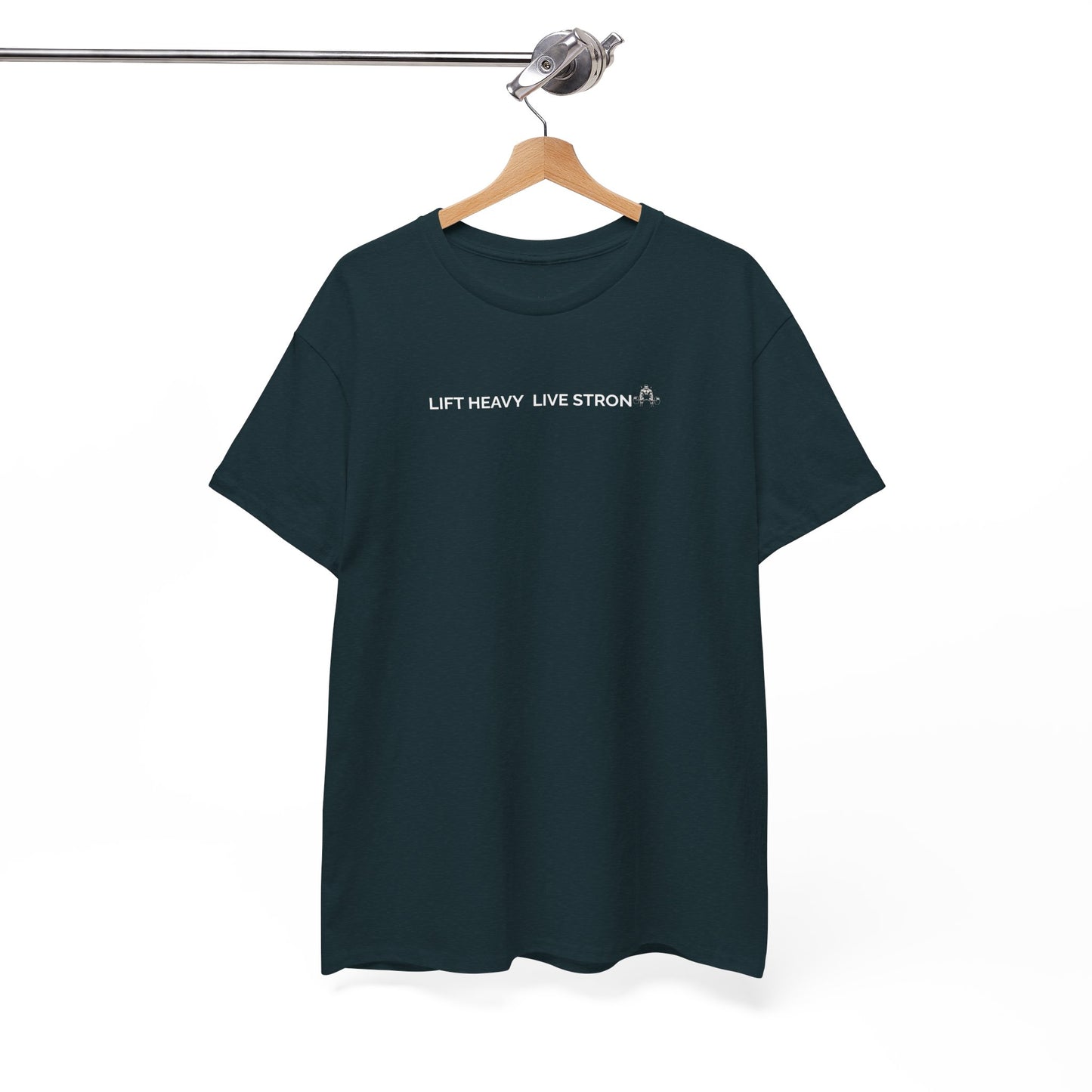 Lift Heavy. Live Strong. – Unisex Heavy Cotton Gym Motivation T-Shirt