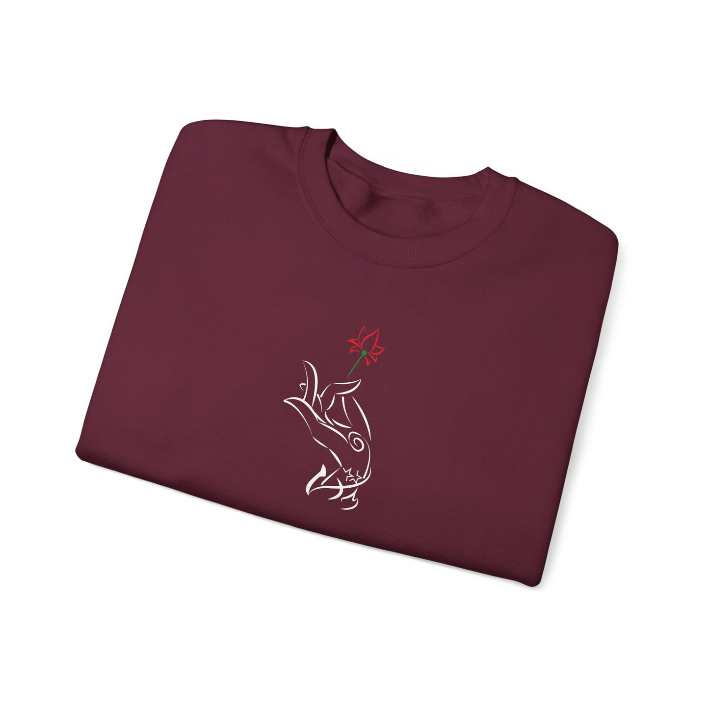 Minimal Line Art Flower Hand Unisex Sweatshirt, Soft Fleece Crewneck