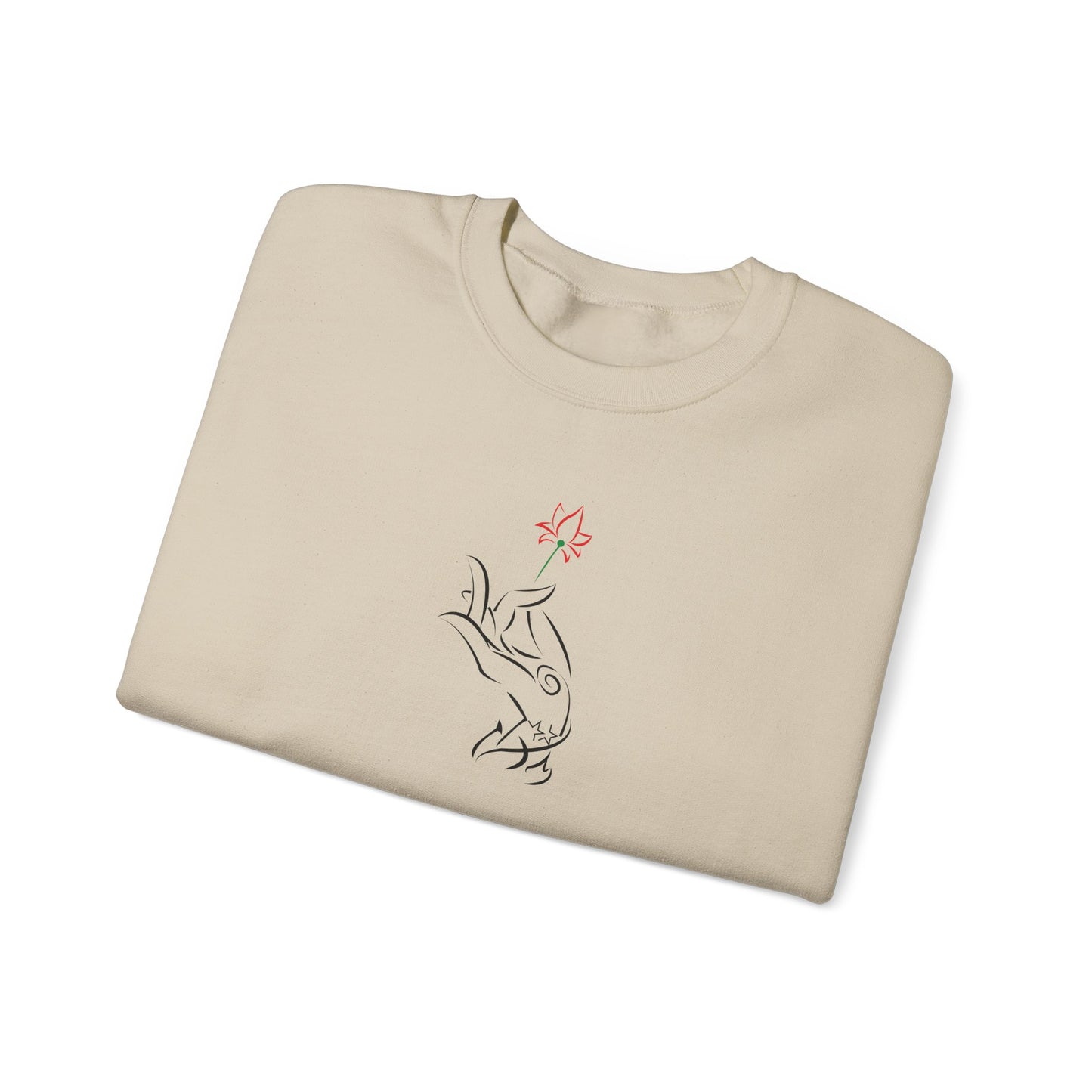 Minimal Line Art Flower Hand Unisex Sweatshirt, Soft Fleece Crewneck
