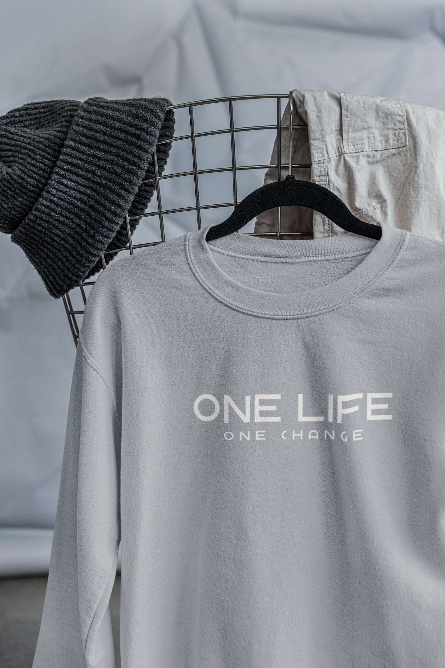 One Life Typography Unisex Fleece Sweatshirt – Minimal Graphic Crewneck