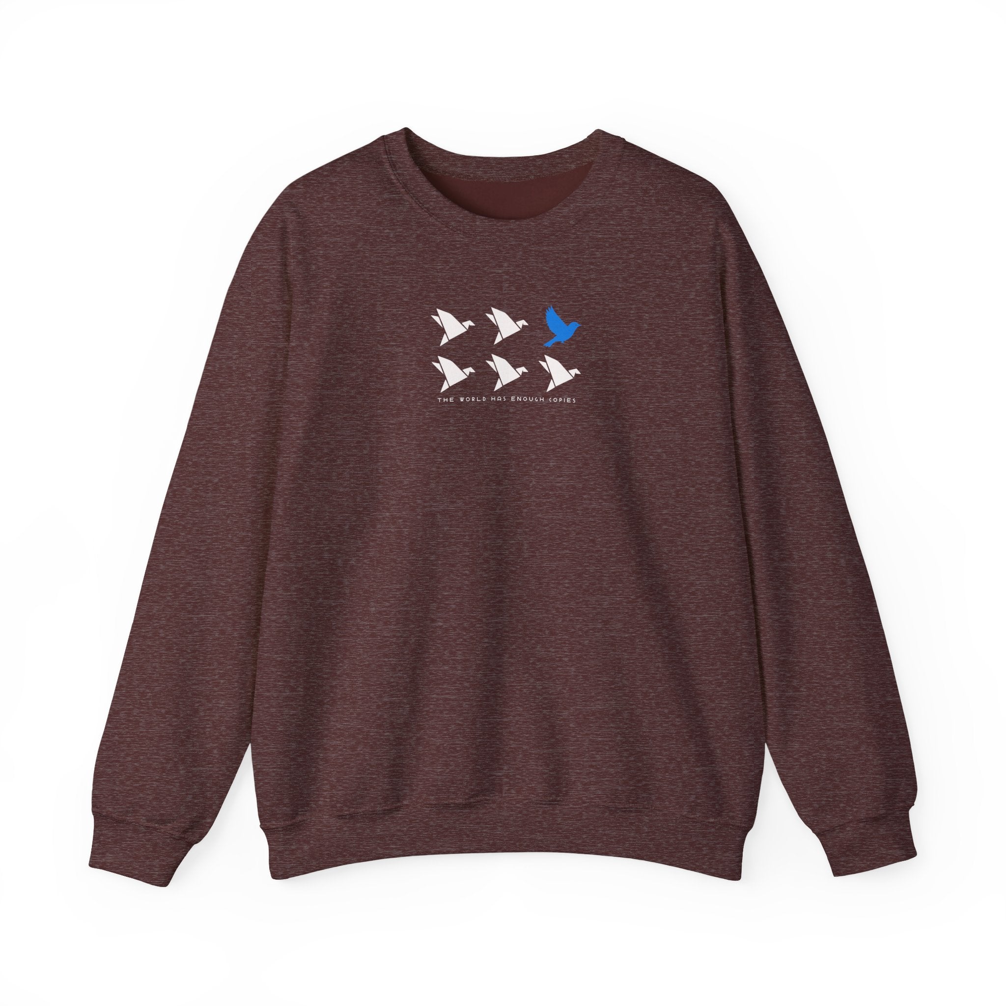 Unisex Crewneck Sweatshirt, Be Original Bird Graphic, Minimal Quote Print, Inspirational Sweater
