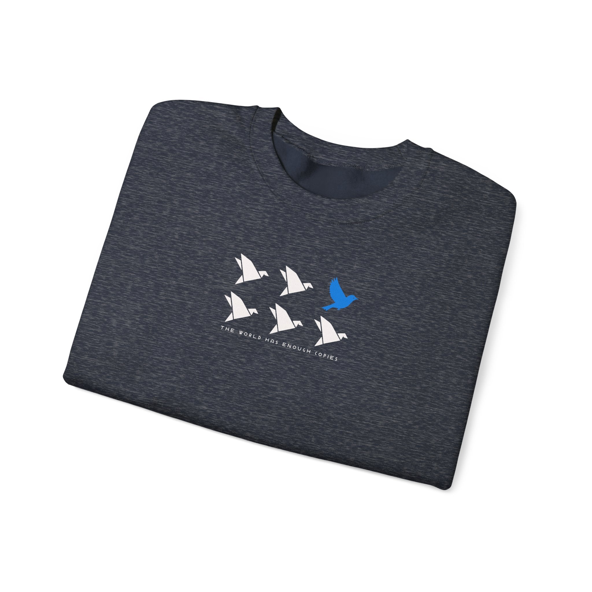 Unisex Crewneck Sweatshirt, Be Original Bird Graphic, Minimal Quote Print, Inspirational Sweater