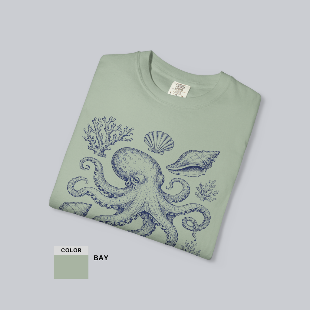 Ocean Botanical Octopus Unisex Tee