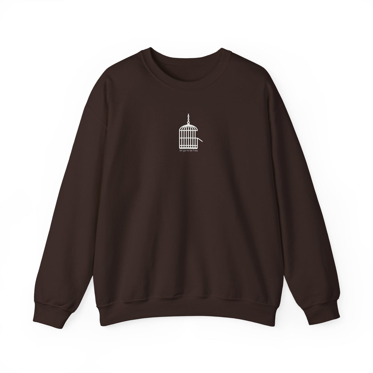Unisex “Let Go to Be Free” Minimalist Birdcage Sweatshirt – Inspirational Streetwear Crewneck