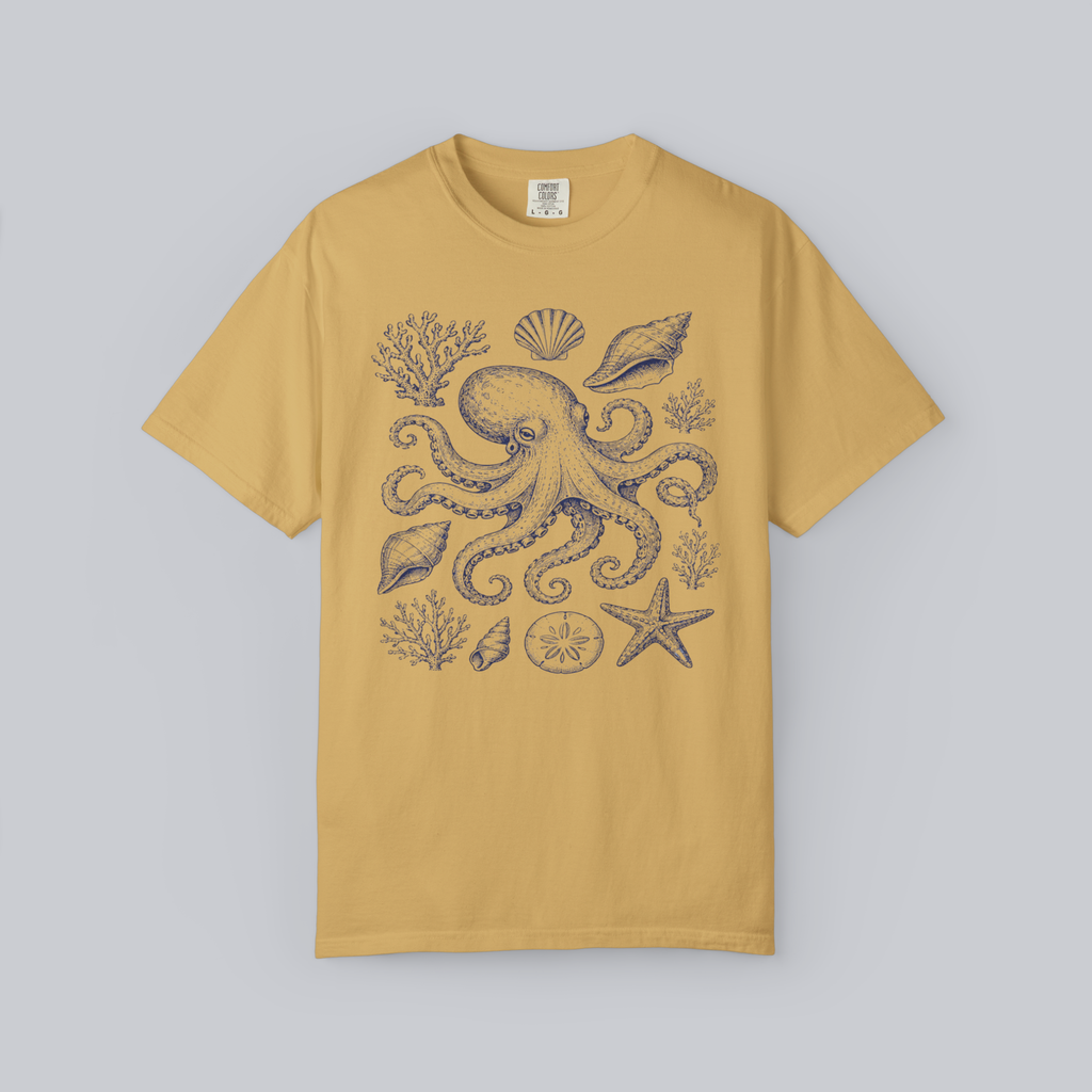 Ocean Botanical Octopus Unisex Tee