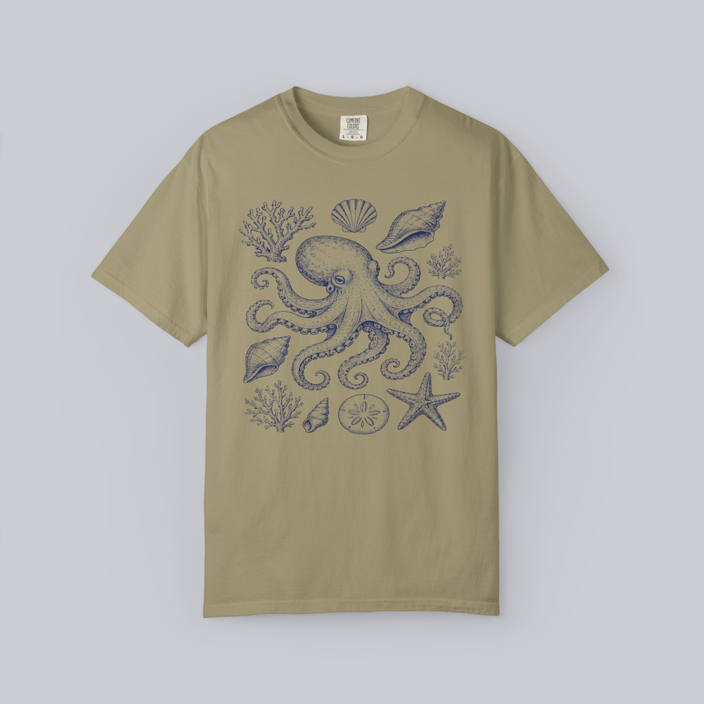 Ocean Botanical Octopus Unisex Tee