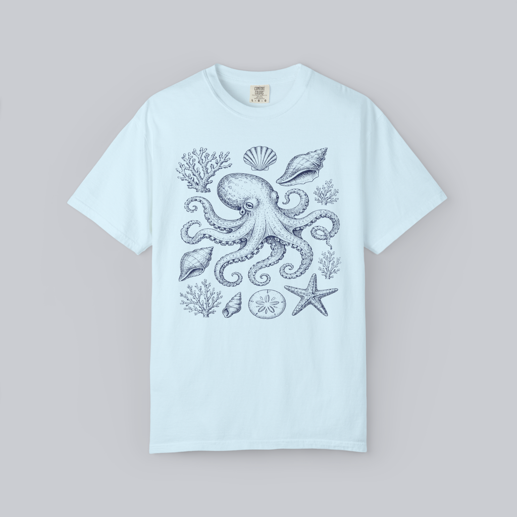 Ocean Botanical Octopus Unisex Tee