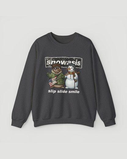 Snowasis Snowman Band Christmas Sweatshirt – Funny Music Lover Holiday Crewneck, Unisex Winter Pullover