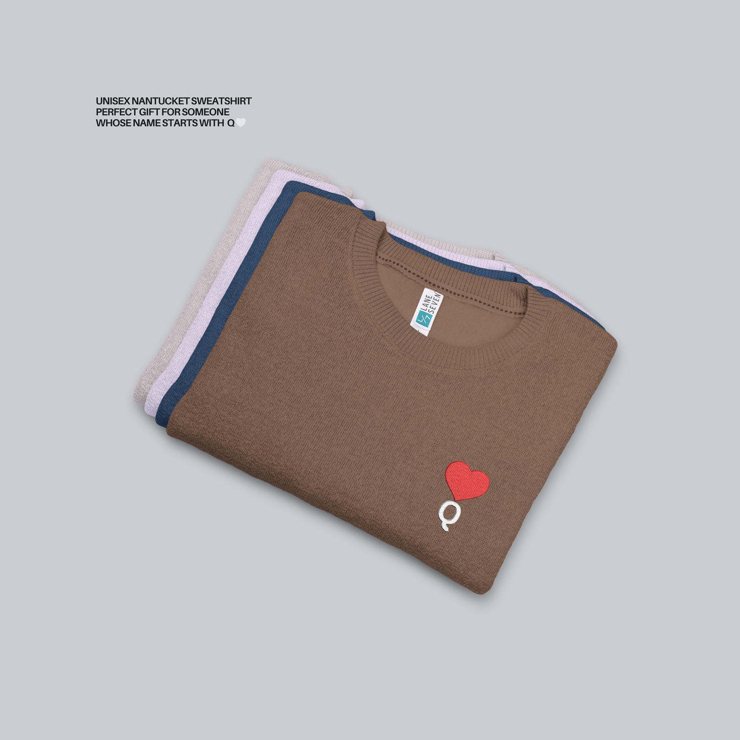 Unisex Nantucket Sweatshirt – Personalized with initial Q