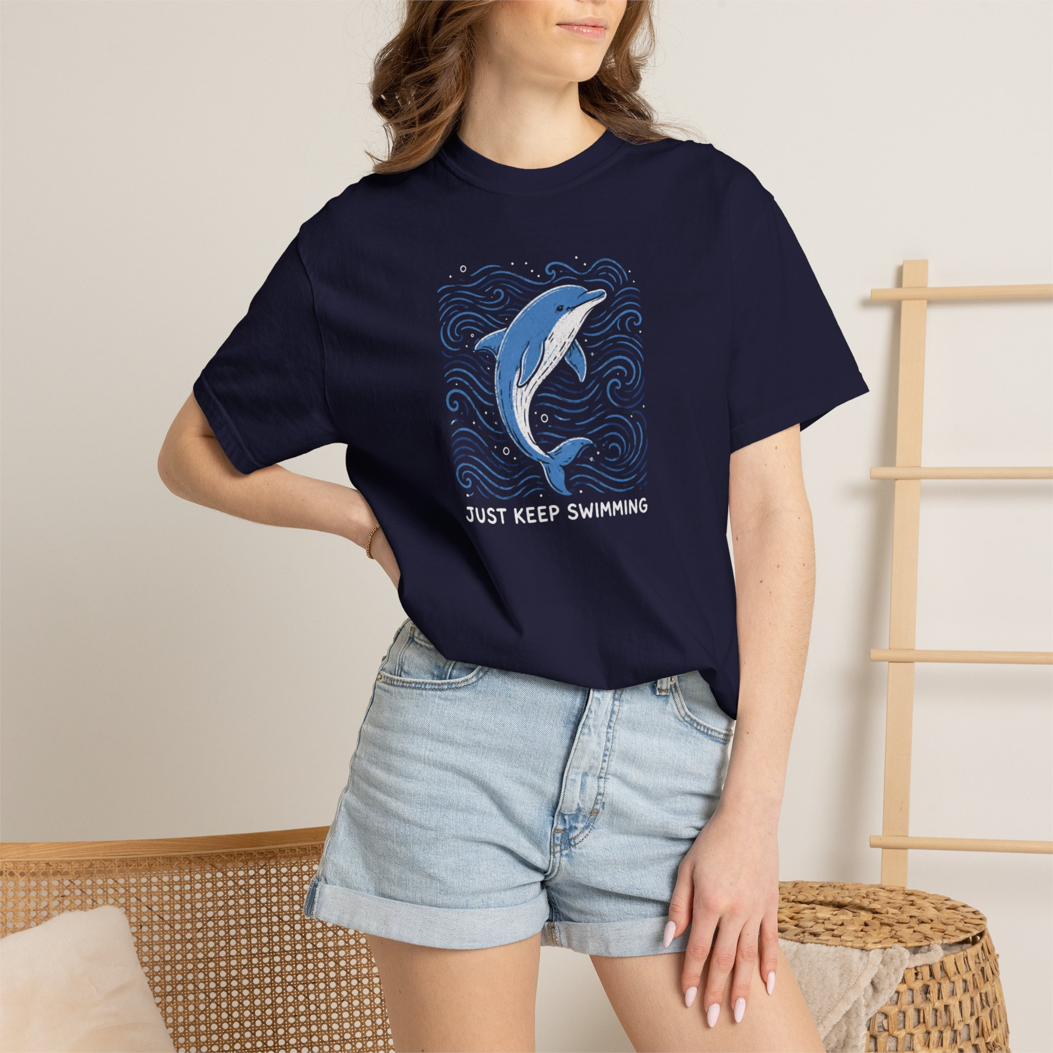Just Keep Swimming Dolphin Unisex Tee
