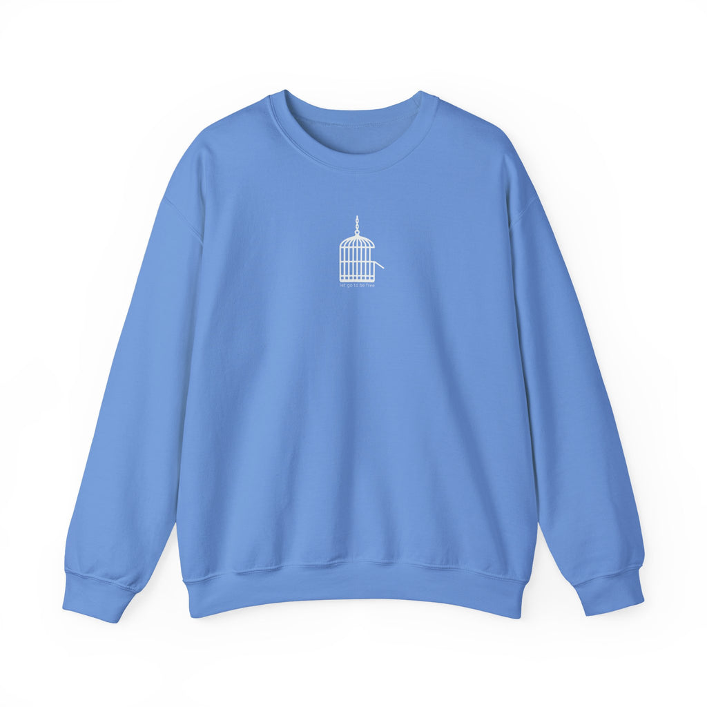 Unisex “Let Go to Be Free” Minimalist Birdcage Sweatshirt – Inspirational Streetwear Crewneck