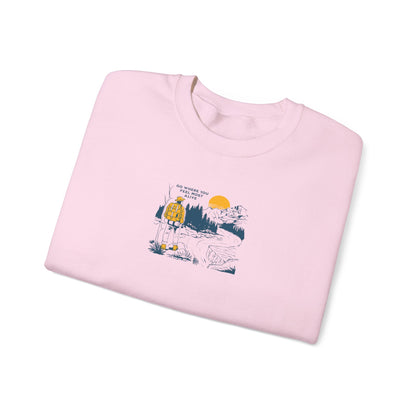 Unisex Hiking Adventure Sweatshirt – “Go Where You Feel Most Alive” Mountain Graphic Crewneck