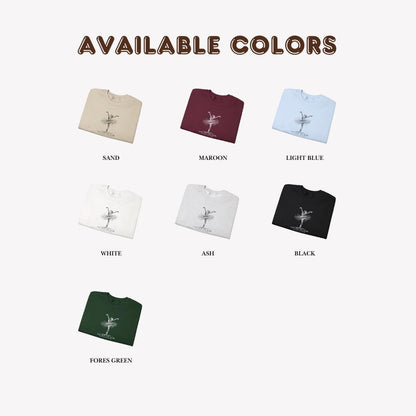 Ballerina Line Art Crewneck Sweatshirt – “Flow With The Storm” Unisex Fleece