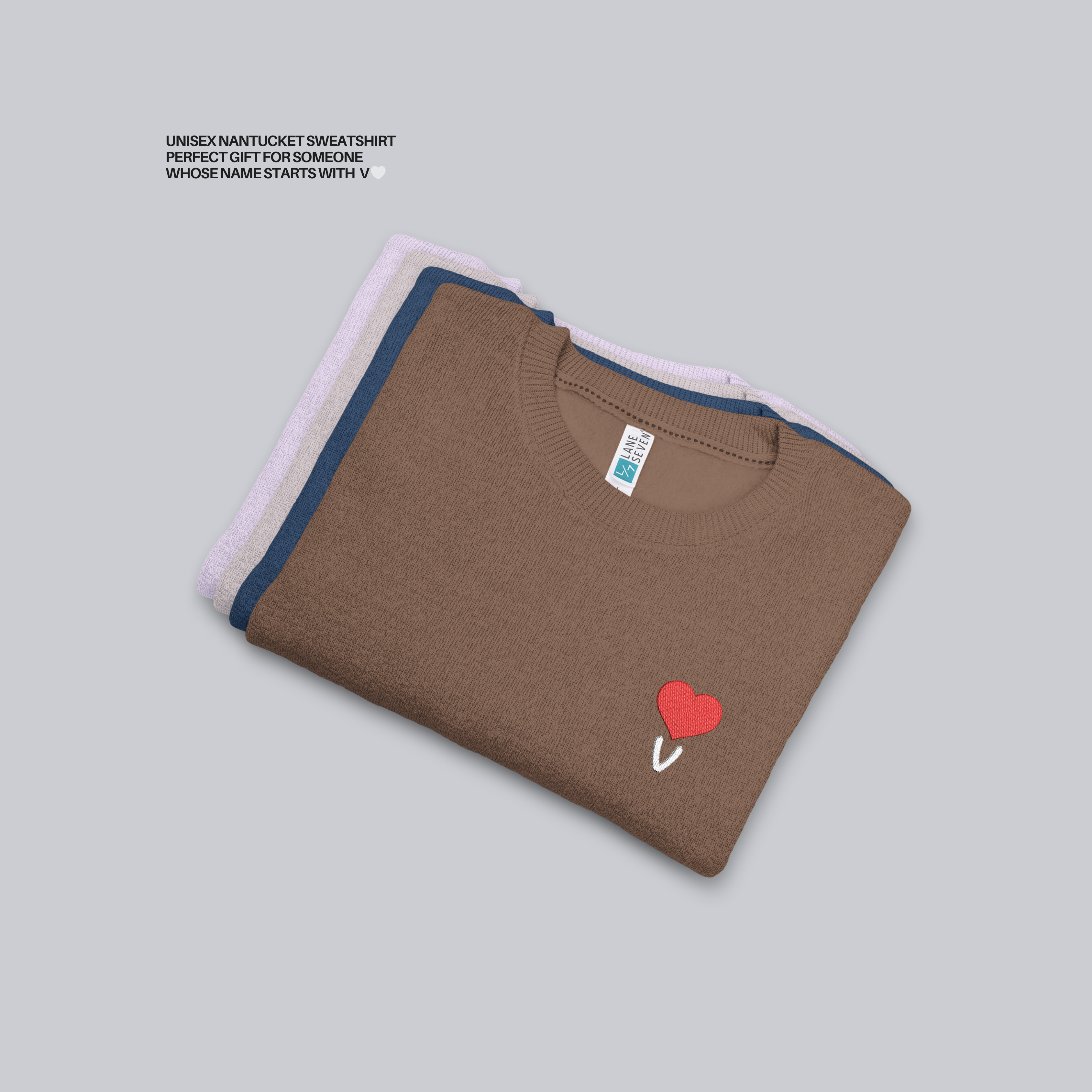 Unisex Nantucket Sweatshirt – Personalized with initial V