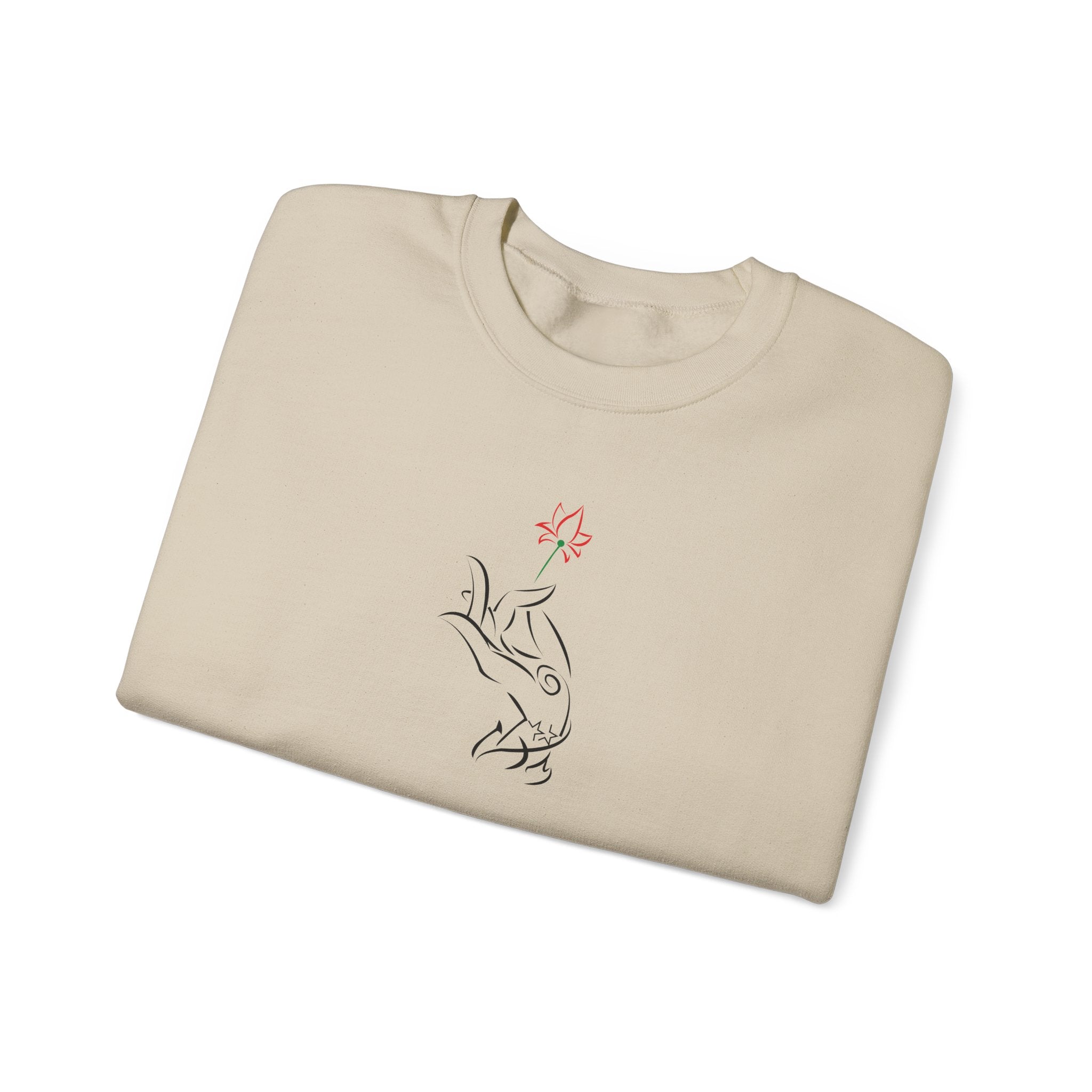 Minimal Line Art Flower Hand Unisex Sweatshirt, Soft Fleece Crewneck