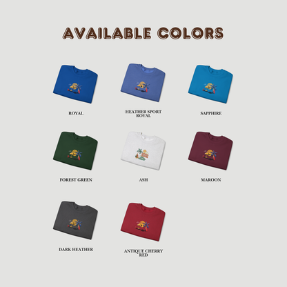 Escape the Ordinary Surf Sweatshirt – Retro Sunset Palm Tree Unisex Crewneck