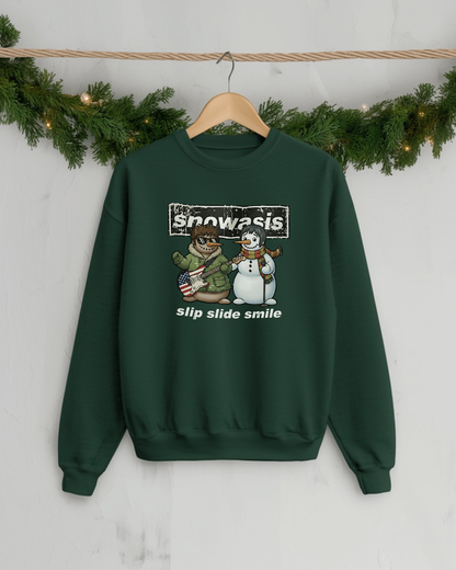 Snowasis Snowman Band Christmas Sweatshirt – Funny Music Lover Holiday Crewneck, Unisex Winter Pullover