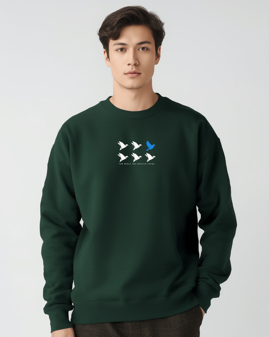 Unisex Crewneck Sweatshirt, Be Original Bird Graphic, Minimal Quote Print, Inspirational Sweater