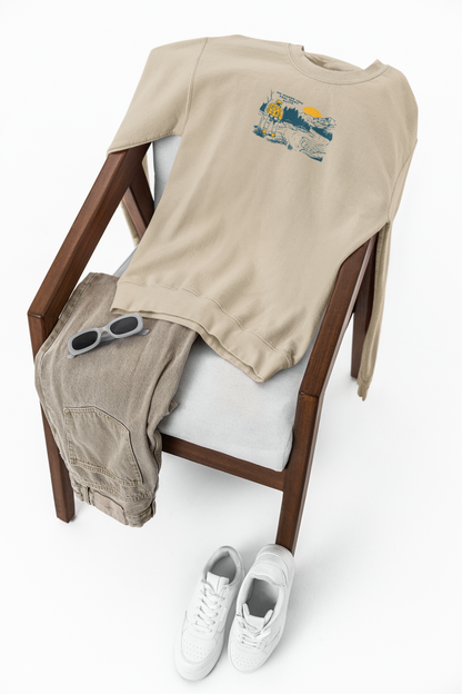 Unisex Hiking Adventure Sweatshirt – “Go Where You Feel Most Alive” Mountain Graphic Crewneck