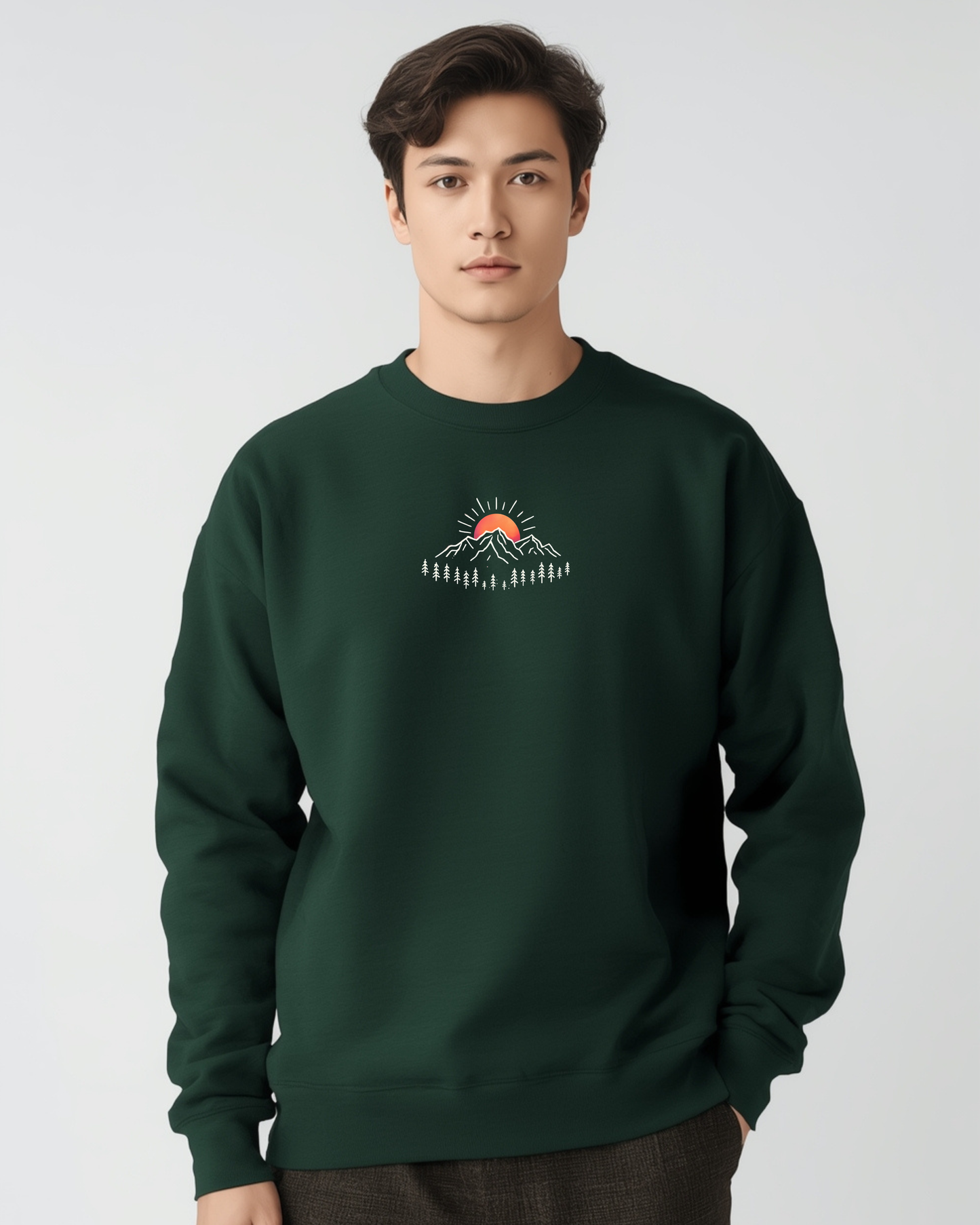 Sunrise Mountain Unisex Crewneck Sweatshirt | Minimal Graphic | 5 Colors