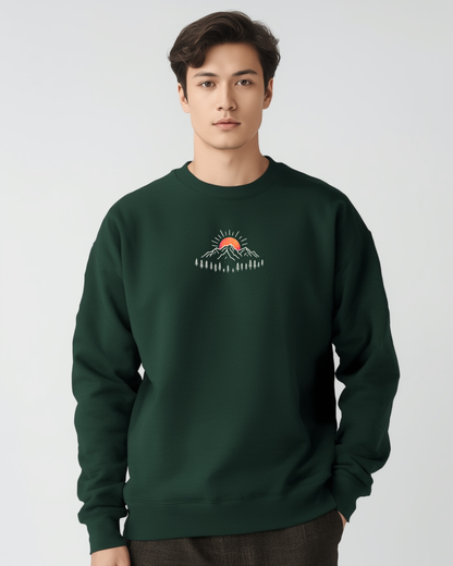 Sunrise Mountain Unisex Crewneck Sweatshirt | Minimal Graphic | 5 Colors