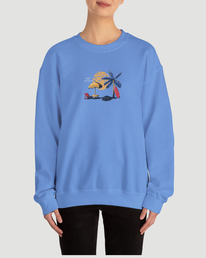 Escape the Ordinary Surf Sweatshirt – Retro Sunset Palm Tree Unisex Crewneck