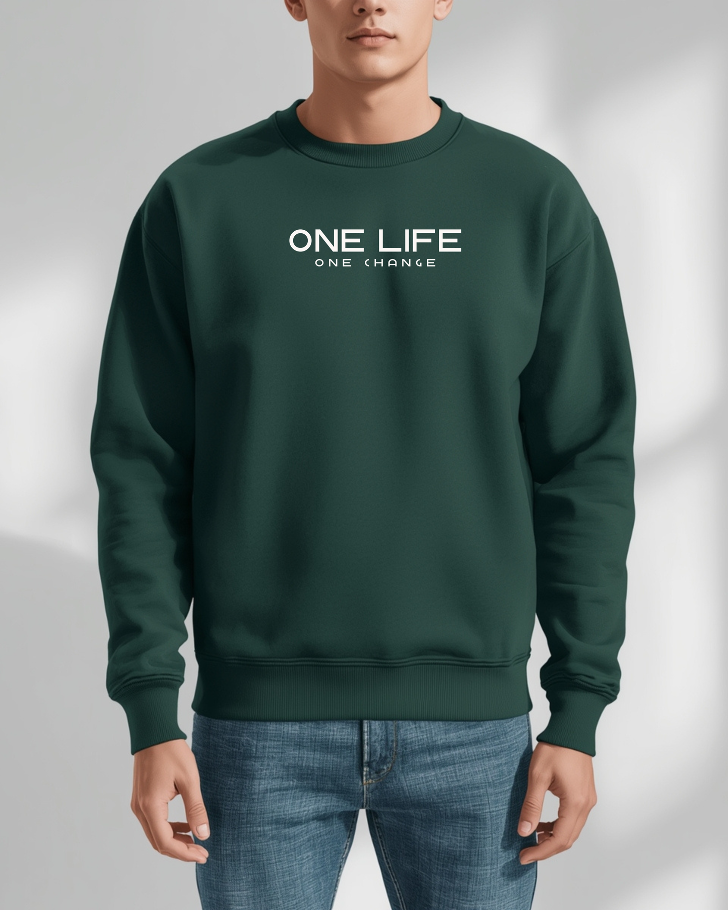 One Life Typography Unisex Fleece Sweatshirt – Minimal Graphic Crewneck