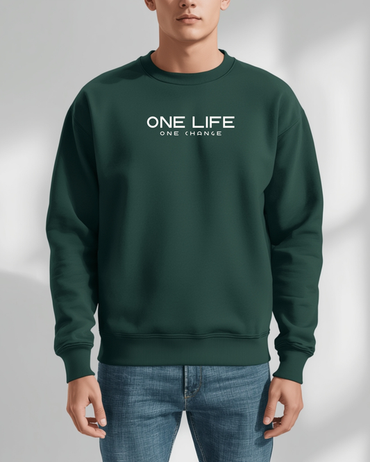 One Life Typography Unisex Fleece Sweatshirt – Minimal Graphic Crewneck