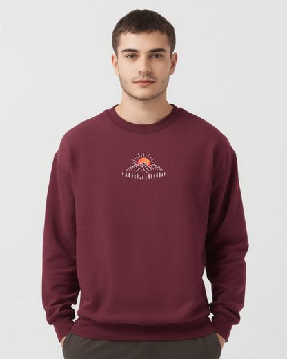 Sunrise Mountain Unisex Crewneck Sweatshirt | Minimal Graphic | 5 Colors
