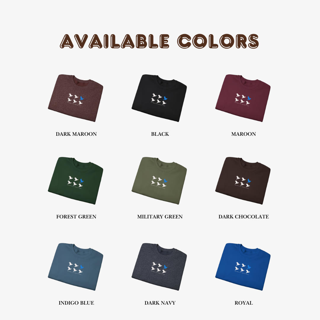 Unisex Crewneck Sweatshirt, Be Original Bird Graphic, Minimal Quote Print, Inspirational Sweater