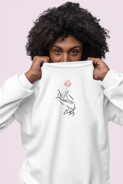 Minimal Line Art Flower Hand Unisex Sweatshirt, Soft Fleece Crewneck