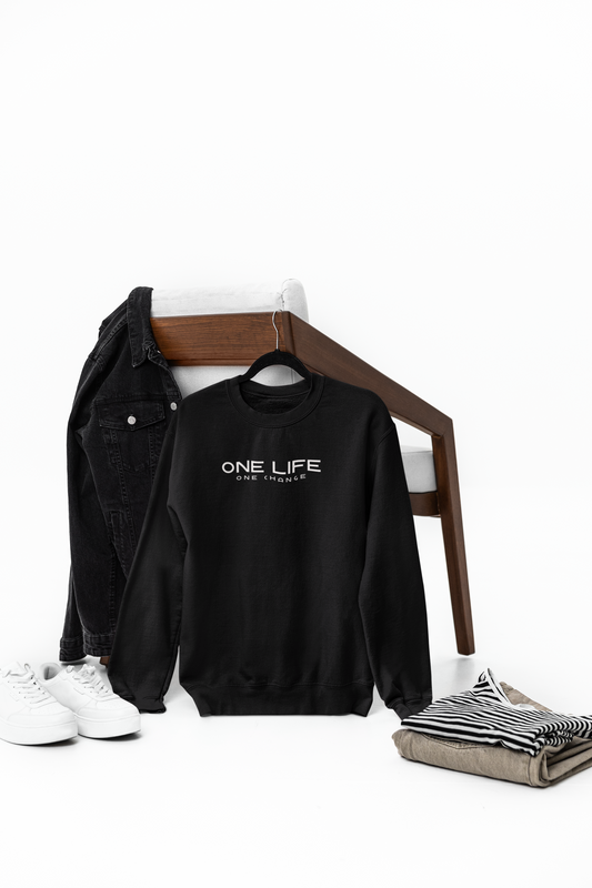 One Life Typography Unisex Fleece Sweatshirt – Minimal Graphic Crewneck