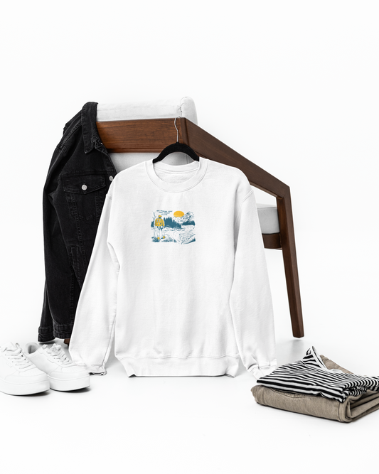 Unisex Hiking Adventure Sweatshirt – “Go Where You Feel Most Alive” Mountain Graphic Crewneck