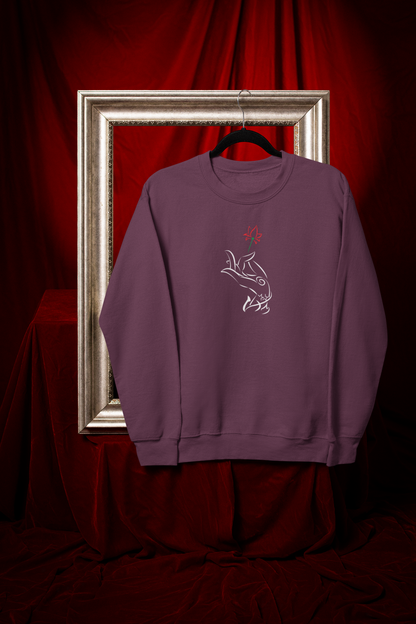 Minimal Line Art Flower Hand Unisex Sweatshirt, Soft Fleece Crewneck