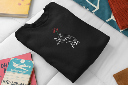 Minimal Line Art Flower Hand Unisex Sweatshirt, Soft Fleece Crewneck