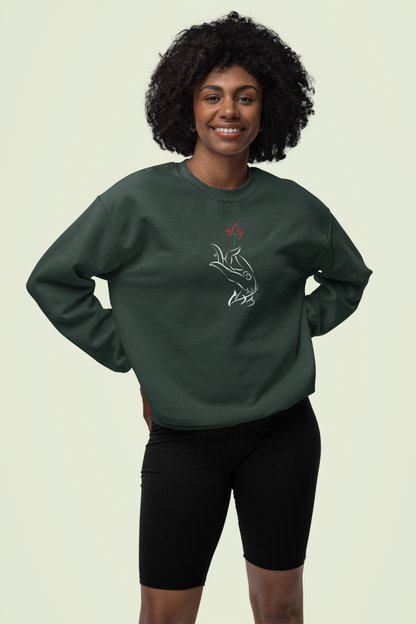Minimal Line Art Flower Hand Unisex Sweatshirt, Soft Fleece Crewneck
