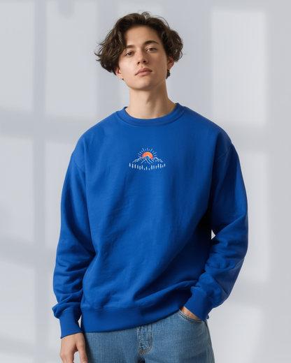 Sunrise Mountain Unisex Crewneck Sweatshirt | Minimal Graphic | 5 Colors
