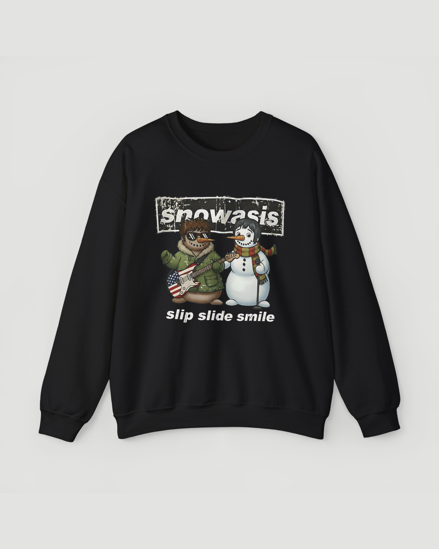 Snowasis Snowman Band Christmas Sweatshirt – Funny Music Lover Holiday Crewneck, Unisex Winter Pullover