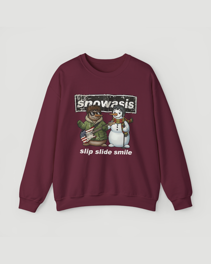 Snowasis Snowman Band Christmas Sweatshirt – Funny Music Lover Holiday Crewneck, Unisex Winter Pullover