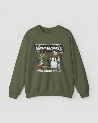 Snowasis Snowman Band Christmas Sweatshirt – Funny Music Lover Holiday Crewneck, Unisex Winter Pullover