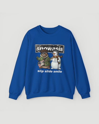 Snowasis Snowman Band Christmas Sweatshirt – Funny Music Lover Holiday Crewneck, Unisex Winter Pullover